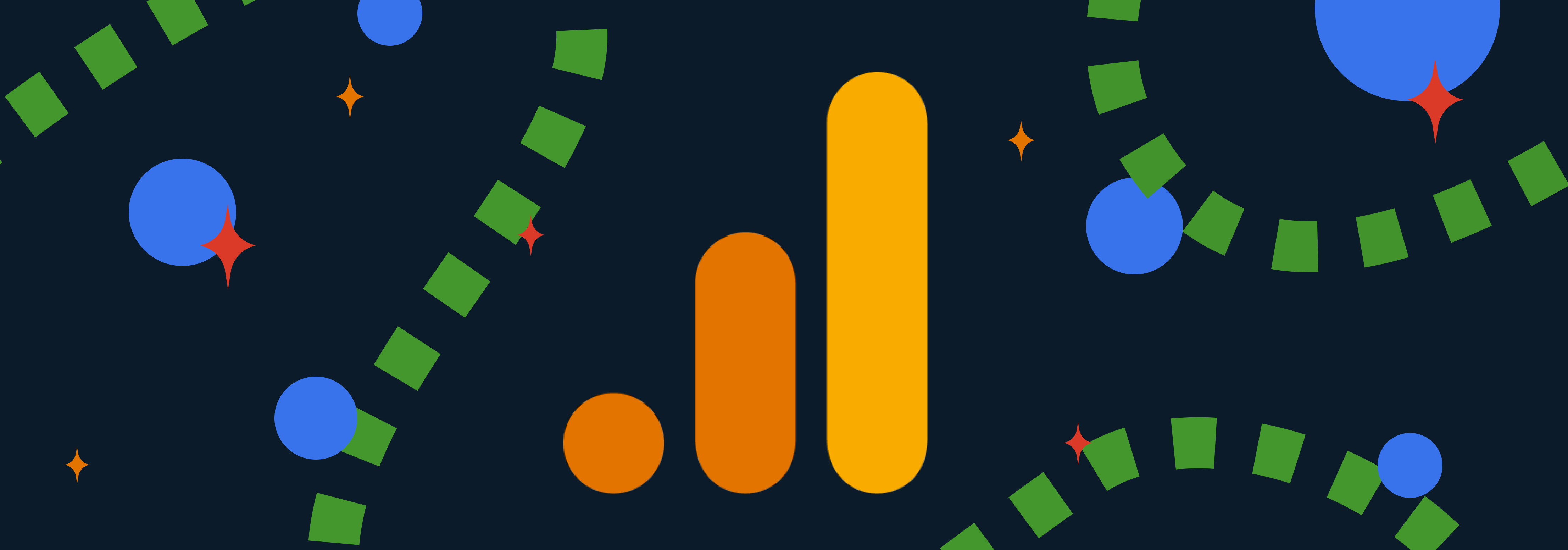 Google Analytics logo with stats and progress bars