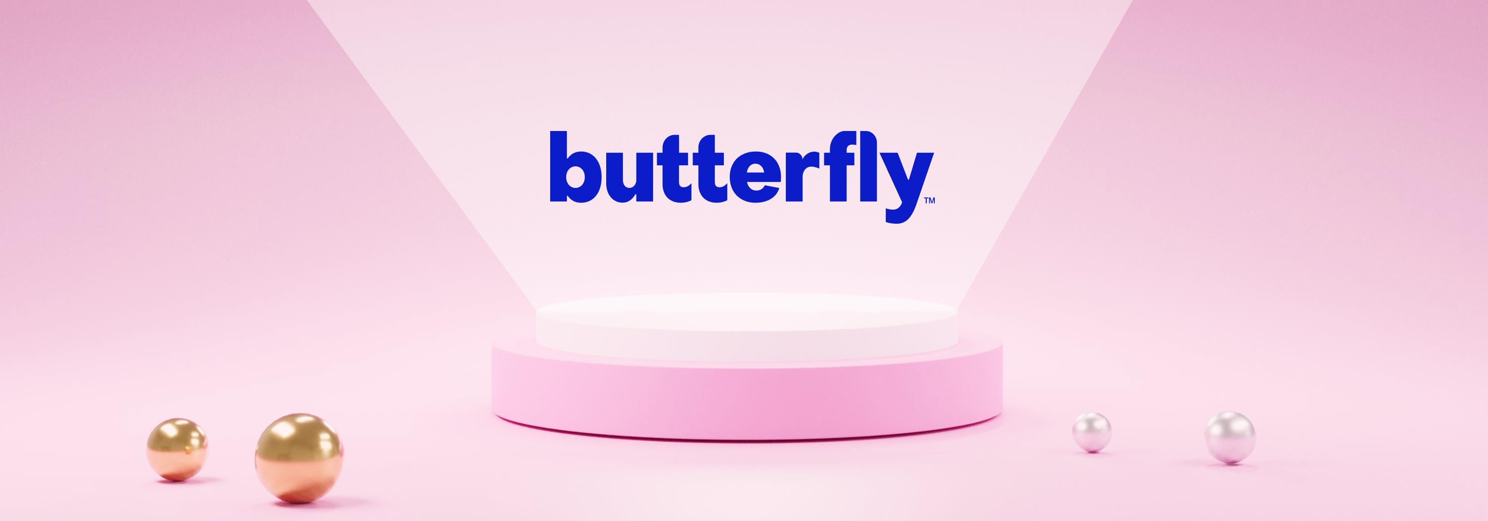 Butterfly logo on a pedestal