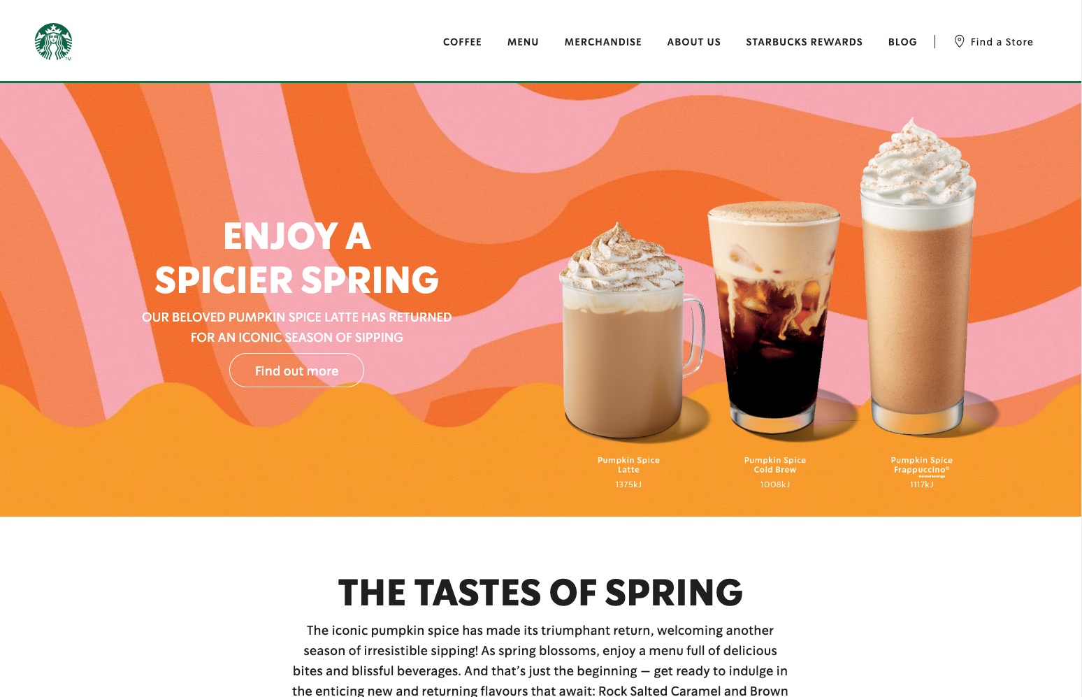 Image of Starbuck's Website