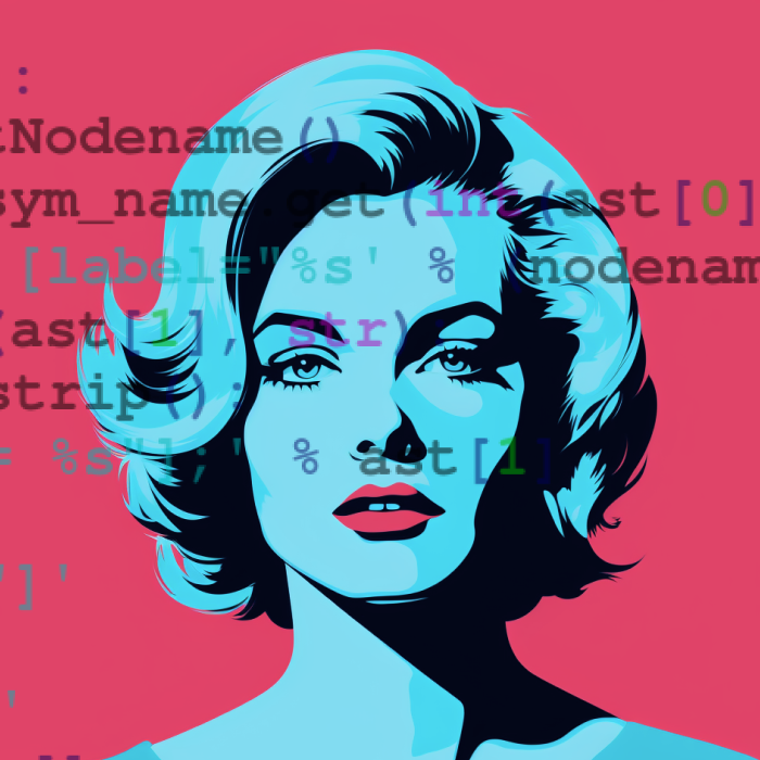 Pop art style illustration of woman and code