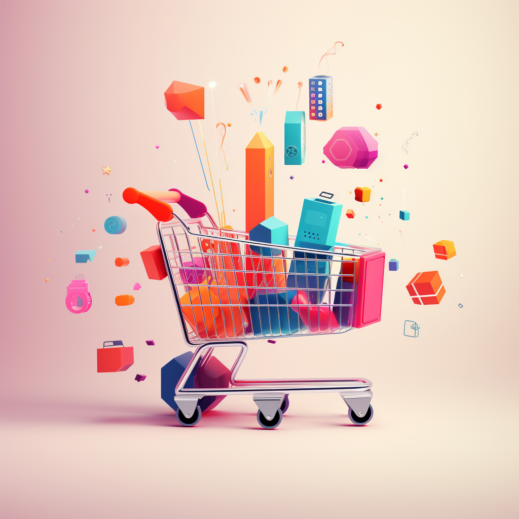 modern illustration of ecommerce website, shopping cart