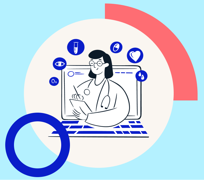 Doctors website in laptop illustration