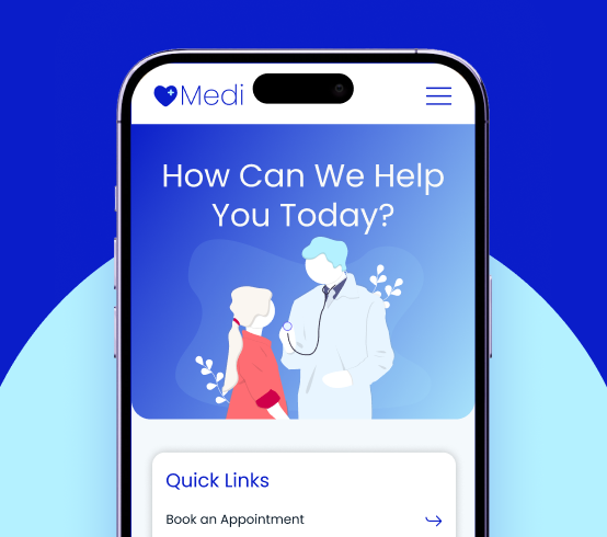 Example of medical-mobile website design with related icons