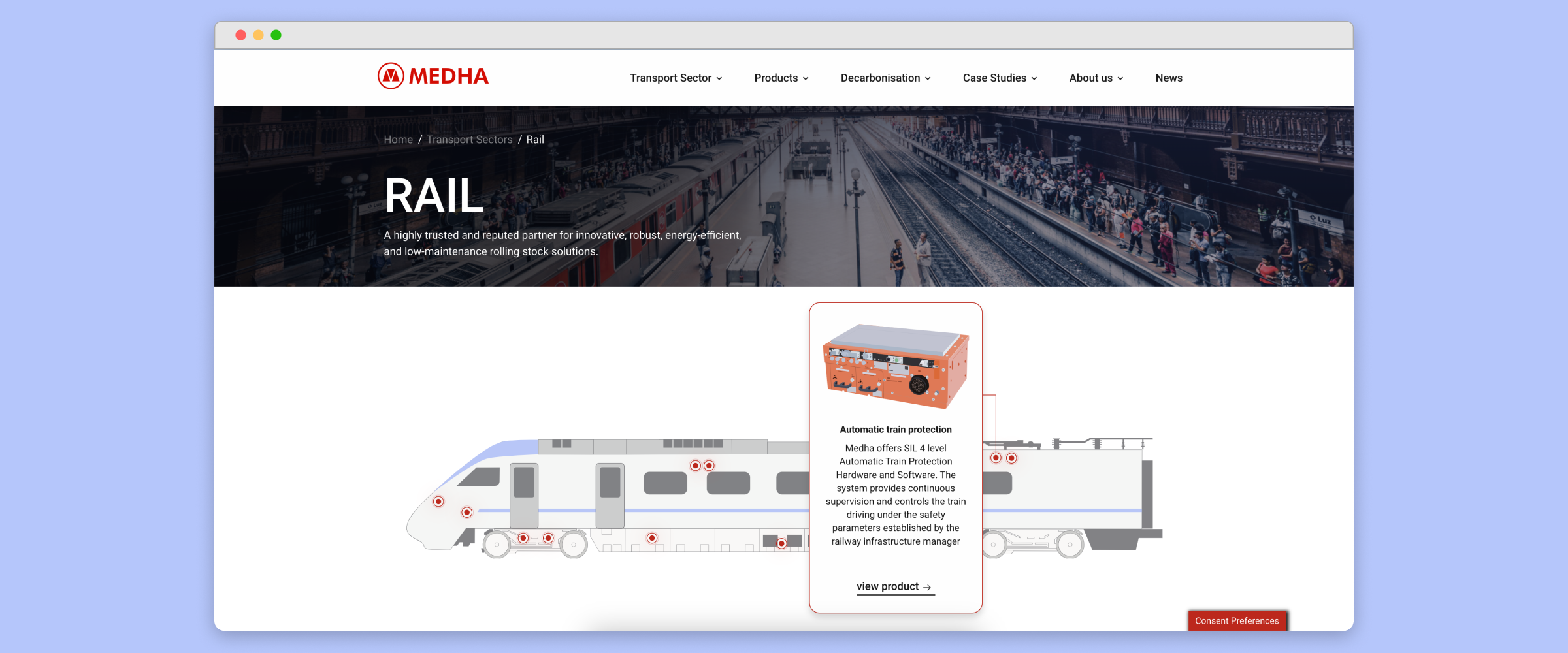 Diagram of a train from the Medha website