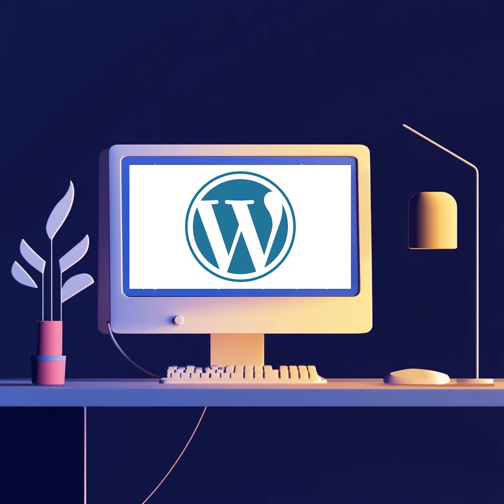 Computer with WordPress logo on screen