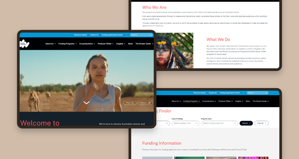 Images of the Screen Australia Website